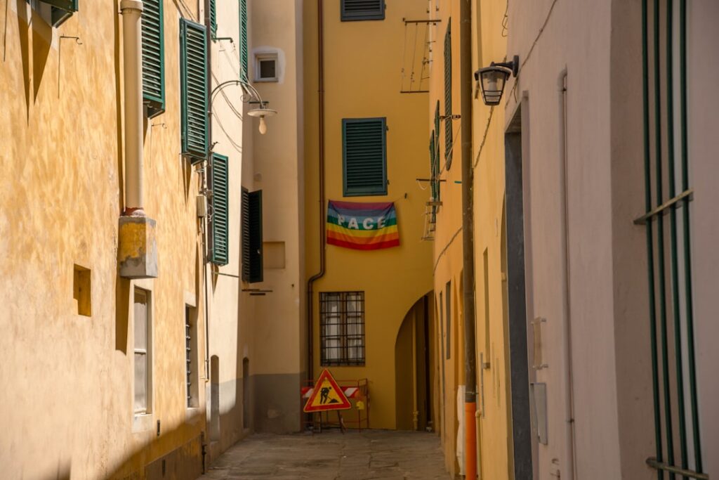 Lucca cobblestone narrow alley