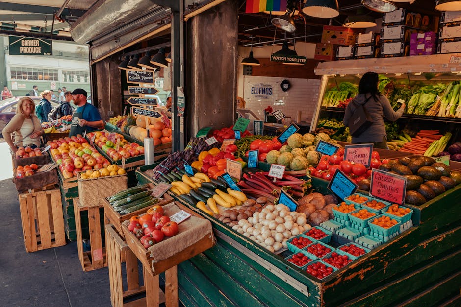 Lucca food market stalls fresh produce